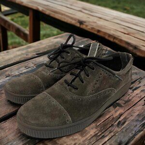 Born Men's Gray Suede‎ Leather Brogue Lace Up Oxford Shoes Size 8.5